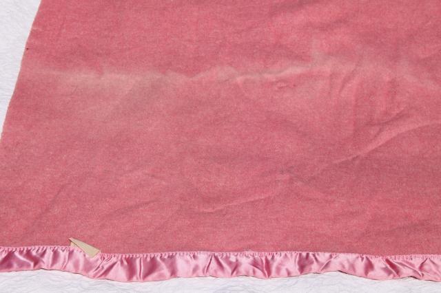 unused vintage wool blanket, rose pink soft wooly bed blanket w/ Cannon ...
