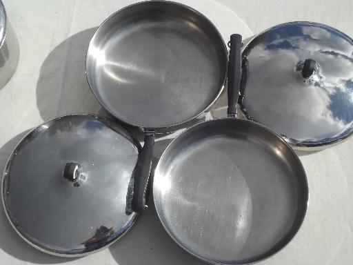 used Farberware aluminum clad stainless cookware, skillet frying pans & pots