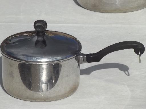 Vintage Farberware Stainless Steel Aluminum Clad 1 Quart Pot With