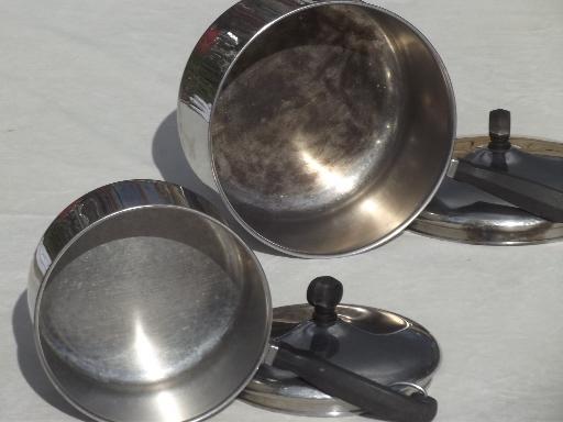 used Farberware aluminum clad stainless cookware, skillet frying pans & pots
