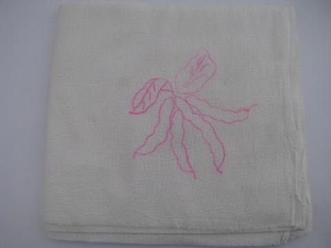 veggies transfer, vintage cotton feedsack kitchen towels to embroider