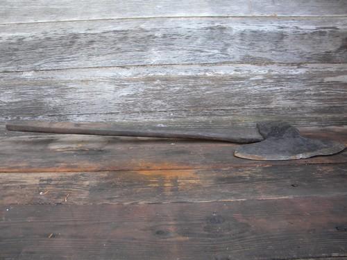 very early, Civil War vintage tool, antique broad axe Hall & Son 1860
