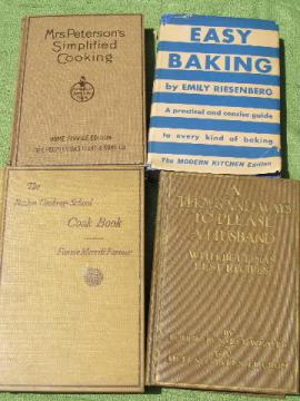 very old cookbooks, Easy Baking, Thousand Ways to Please a Husband etc