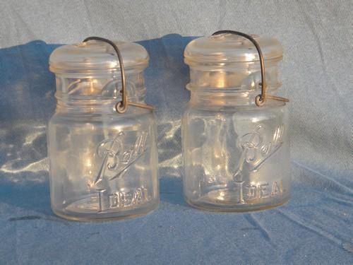 vintage 1 pt Ball Ideal mason jars for storage canisters, lot of 4