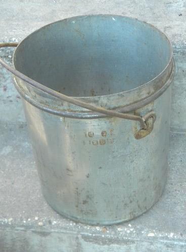 vintage 10 quart ice cream or dairy bucket tub canisters, tinned steel
