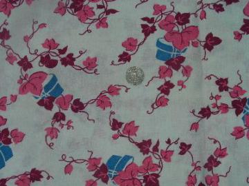 vintage 1940s cotton feedsack fabric, ivy print, 5 1/2 yds