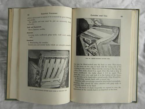 vintage 1940s how-to illustrated book of furniture upholstery