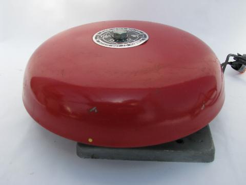 vintage 1950s industrial machine-age fire alarm bell, Alarm Device Mfg, Syosset, NY