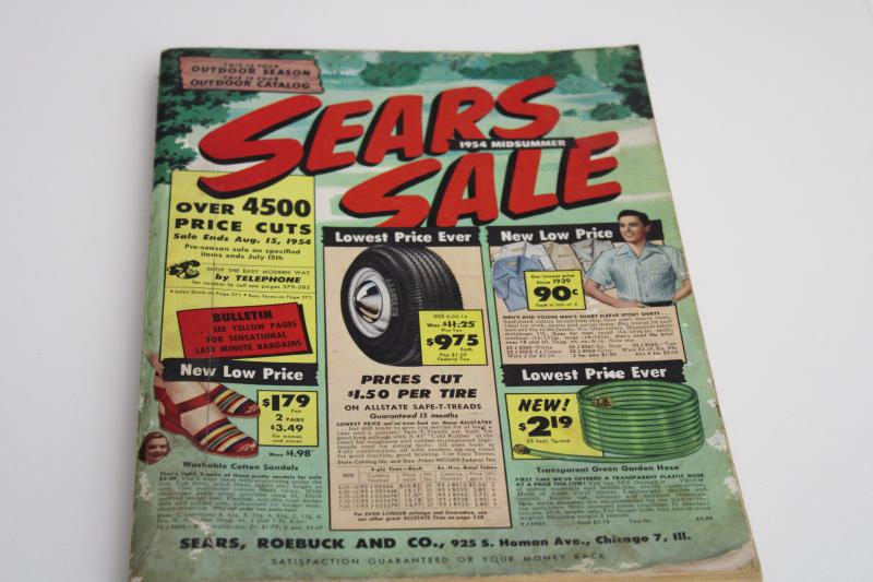 vintage 1954 Sears catalog, big sale book, 50s summer sports, fashion, home goods