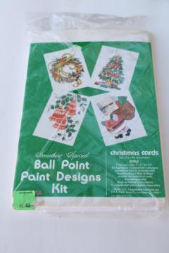 vintage 1980 Christmas cards stamped to paint w/ embroidery paints, cute retro graphics!