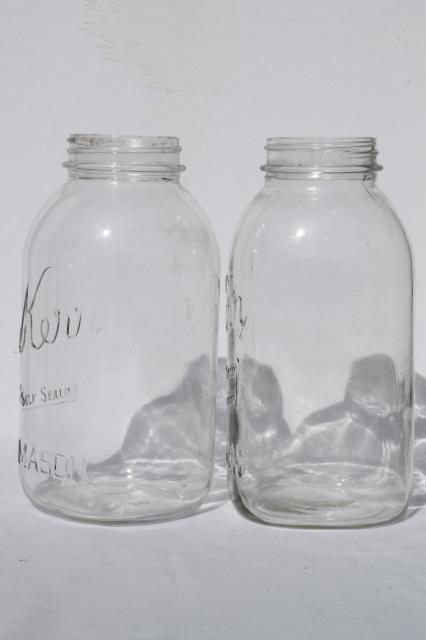 vintage 2 qt size mason jars, pickle jar canning jars or kitchen canisters