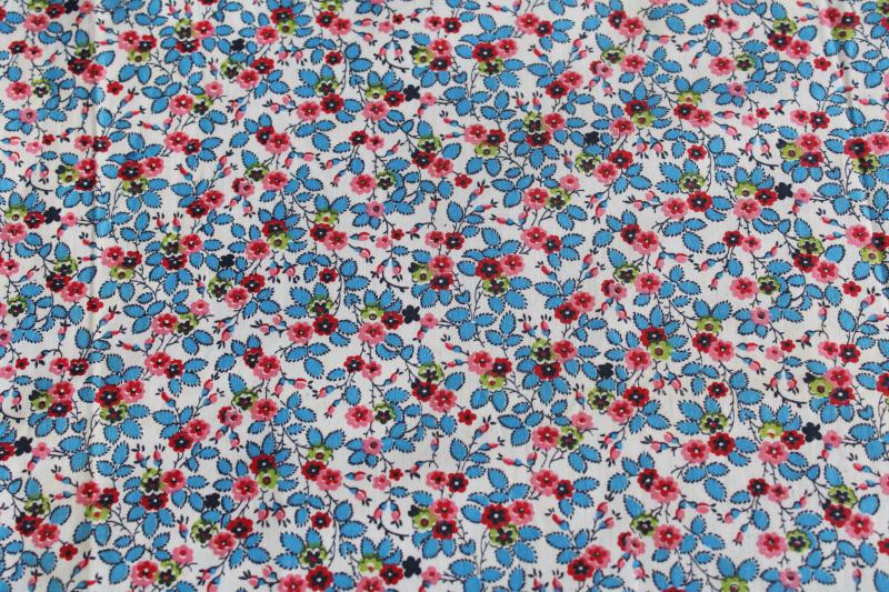 vintage 36 wide cotton fabric quilting weight 1 yard tiny flowers aqua ...