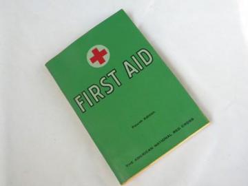 vintage 50s 4th edition American Red Cross First Aid book, illustrated