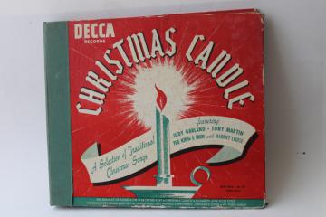 vintage 78s record album red green holiday graphics, Christmas carols w/ Judy Garland
