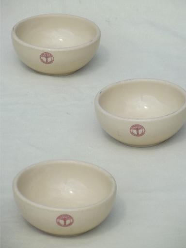 vintage Adobe Ware restaurant china soup bowls, WWII US Army Medical Dept.