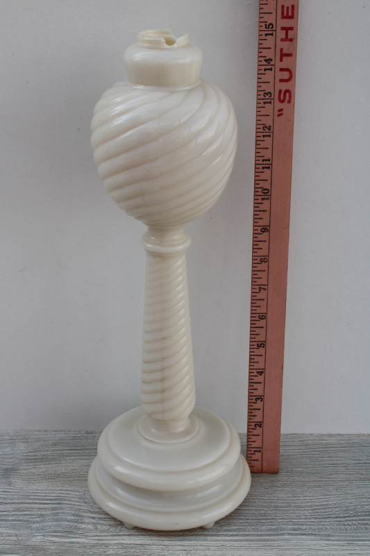 vintage Aladdin Alacite glass lamp body, tall swirl shape table lamp base only