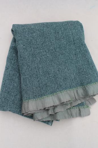 vintage Amana label herringbone wool blanket, travel size throw, car or camp blanket