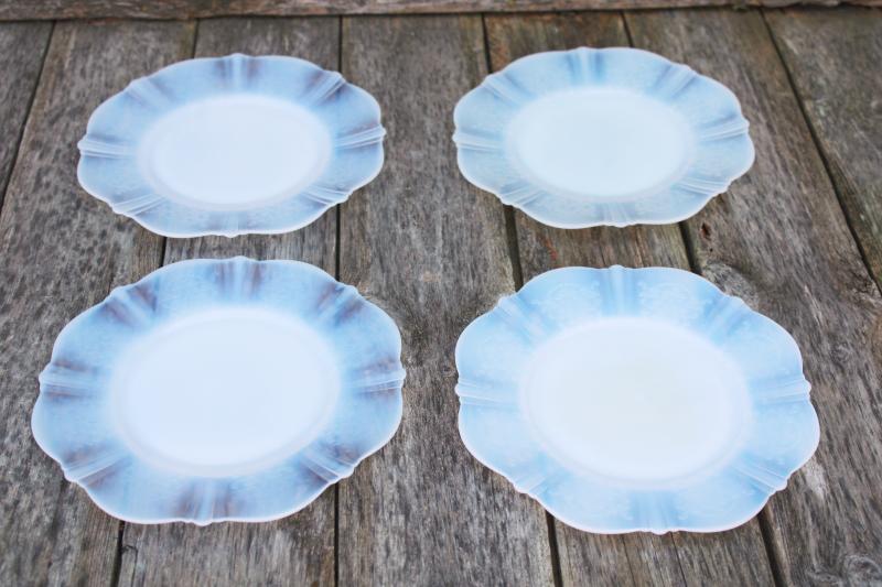 vintage American Sweetheart Monax white opalescent depression glass bread & butter plates