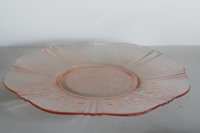 vintage American Sweetheart pink depression glass cake plate or sandwich tray