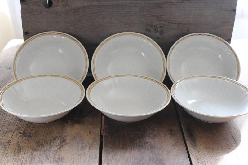 vintage Americana Hearthside Japan Heritage tan stoneware cereal or soup bowls