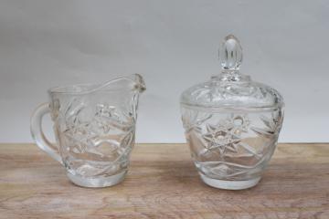 Antique English Pressed Glass Open Sugar Bowl or Vanity Dresser Jar Vase 