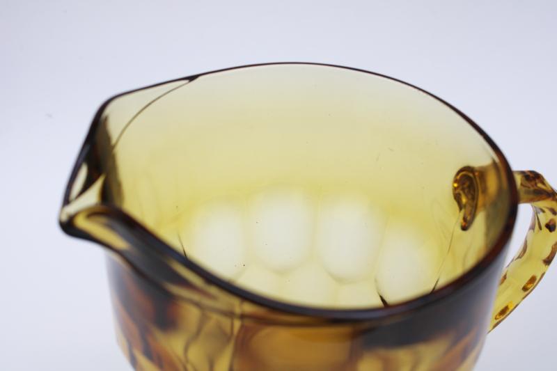 vintage Anchor Hocking Georgian honeycomb pattern pitcher, topaz amber glass 