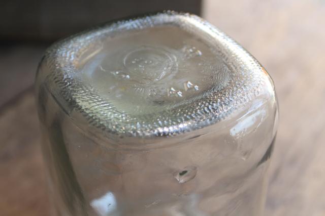 vintage Anchor Hocking Mason jar, square pint size clear glass canning jar