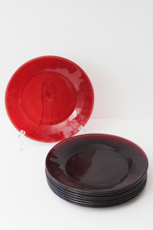 Vintage Anchor Hocking Royal Ruby Red Glass Dinner Plates Set Of 8