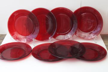 vintage Anchor Hocking Royal Ruby red glass dinner plates set of 8
