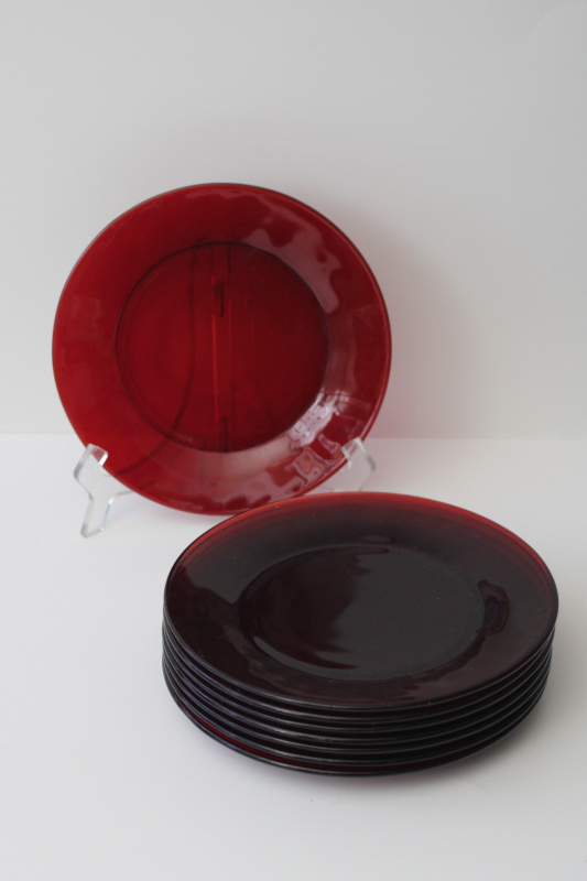 vintage Anchor Hocking Royal Ruby red glass salad plates set of 8