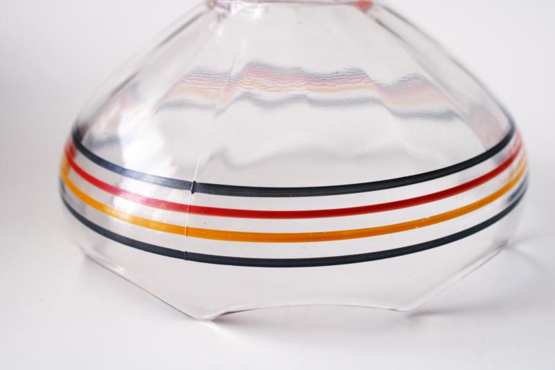 vintage Anchor Hocking banded ring ding pattern depression glass bowl painted stripes