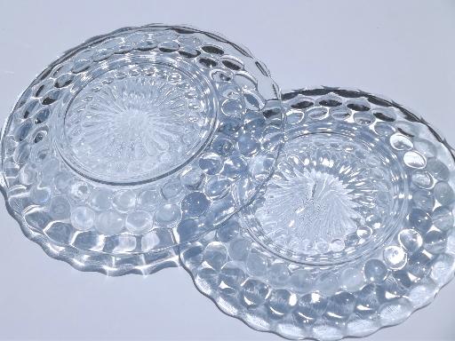 vintage Anchor Hocking blue bubble glass cake / dessert plates set of 10