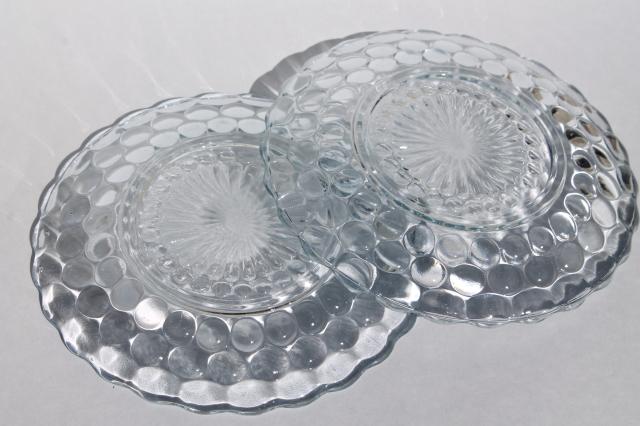 vintage Anchor Hocking bubble bread & butter plates, sapphire blue depression glass