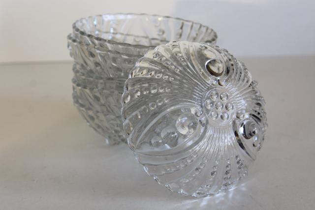 vintage Anchor Hocking bubble burple pattern glass dessert bowls, crystal clear glass