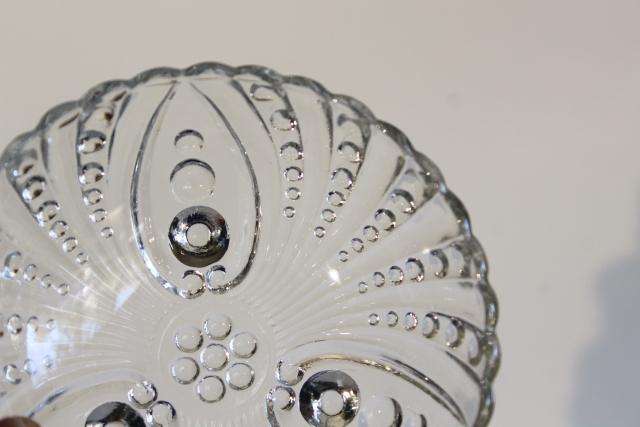 vintage Anchor Hocking bubble burple pattern glass dessert bowls, crystal clear glass