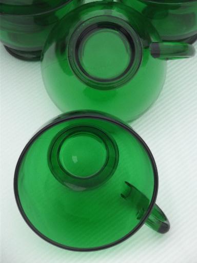 vintage Anchor Hocking forest green glass snack set cups or punch cups set 