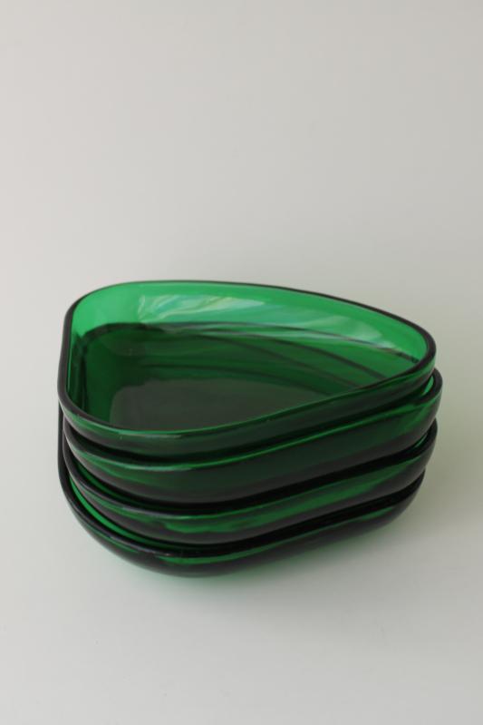vintage Anchor Hocking forest green triangular dish, relish tray insert compartment