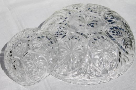 Vintage Glass Salad Bowl Set, Anchor Star of David Bowls 