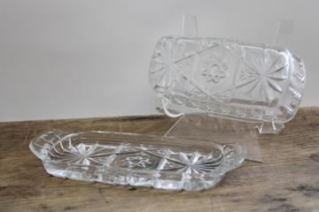 vintage Anchor Hocking prescut star butter dish, clear glass plate w/ cover