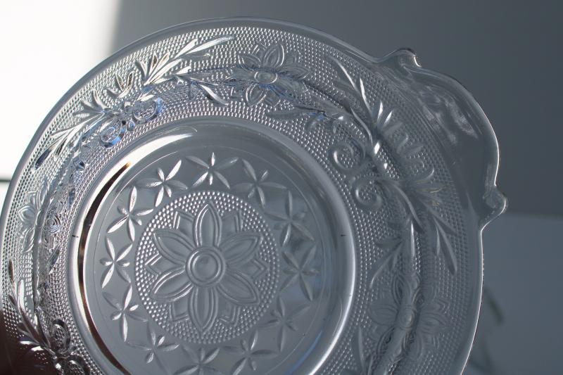 vintage Anchor Hocking sandwich pattern clear glass round butter dish