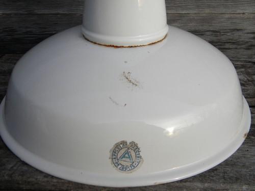 vintage Appleton white enamel pendant shade, work shop or barn lighting