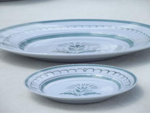 vintage Arabia dinnerware, Green Thistle pattern Arabia china set for 6 