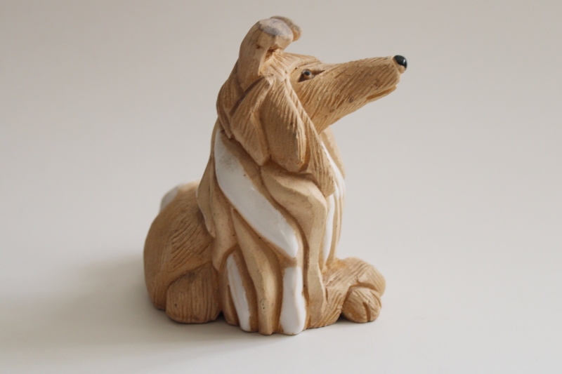 vintage Artesania Rinconada Uruguay pottery collie dog figurine, hand crafted signed