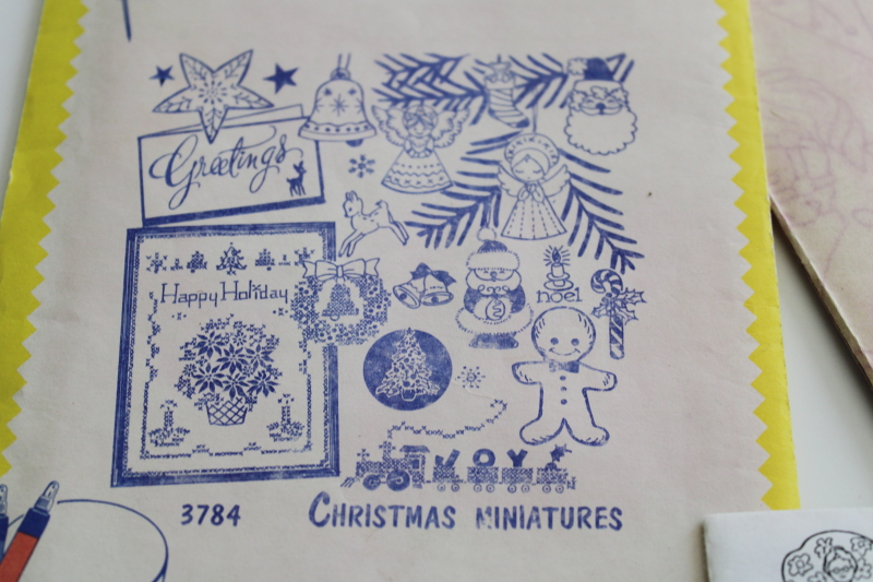 vintage Aunt Marthas iron on embroidery transfers Christmas ornaments  Santas