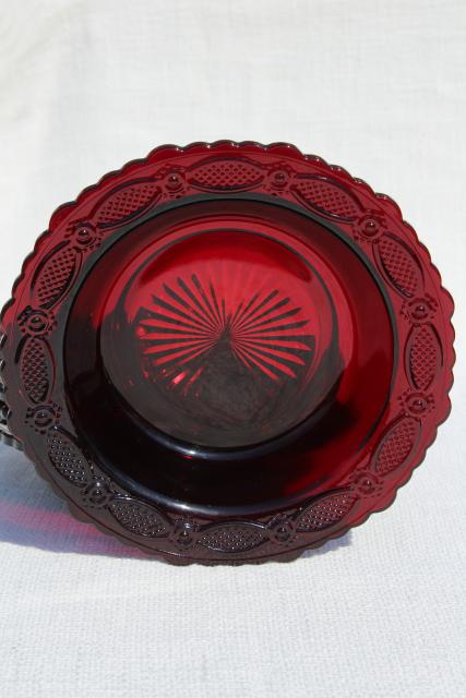 vintage Avon Cape Cod royal ruby red glass soup bowls, set of 4