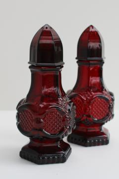 vintage Avon Cape Cod ruby red glass salt & pepper shakers, S&P set