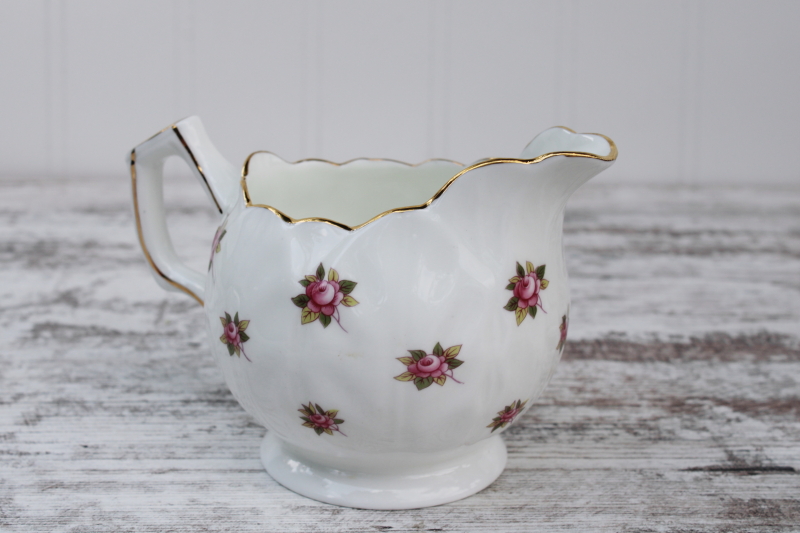 vintage Aynsley England bone china creamer, Rosedale floral sprig pattern cream pitcher