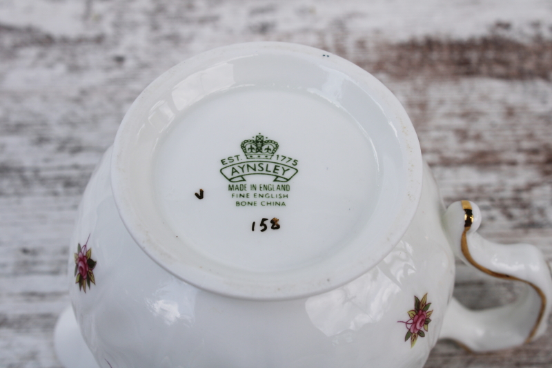 vintage Aynsley England bone china creamer, Rosedale floral sprig pattern cream pitcher