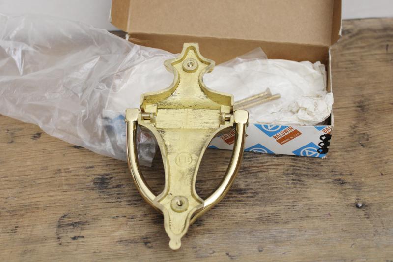 vintage Baldwin brass door knocker new old stock original box, heavy solid brass
