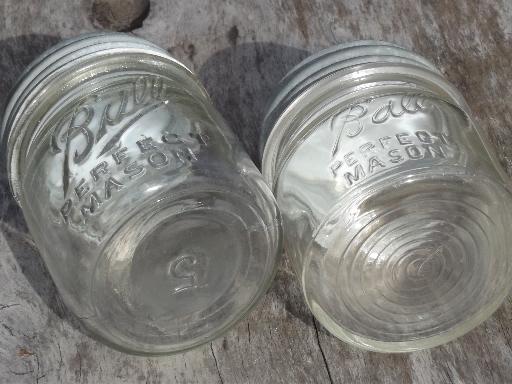 vintage Ball Perfect Mason jars w/ old zinc lids, small half-pint jelly jars